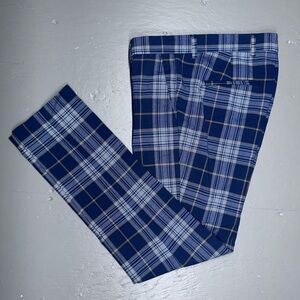 River Island Blue Plaid Dress Pants